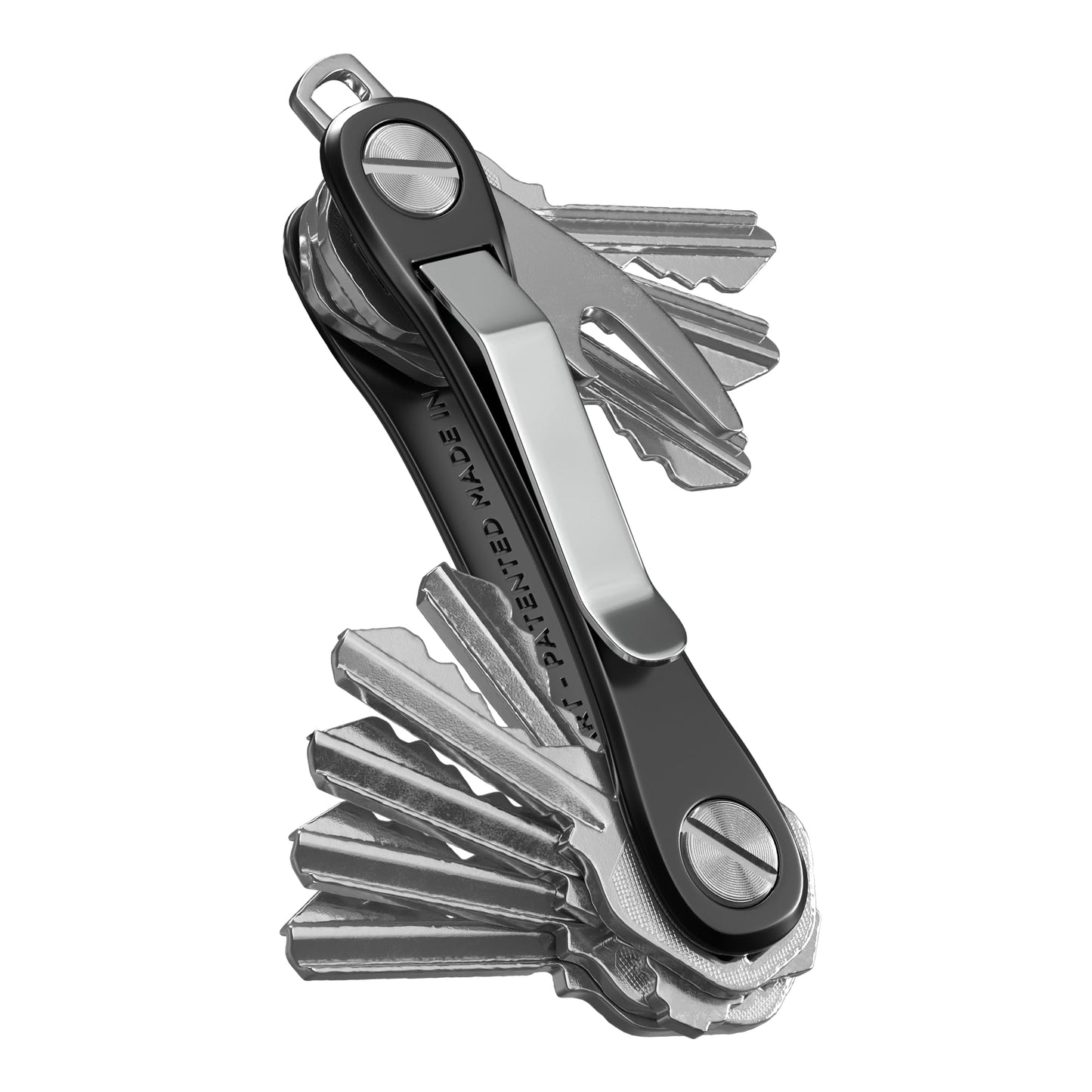 KeySmart Rugged - Multitool Key Holder for Keychain w/Bottle Opener and Pocket Clip, Organizer for Keys, EDC Keychains, Ring for Car Fobs Key Chains, Expandable (Up to 14 Keys, Black)