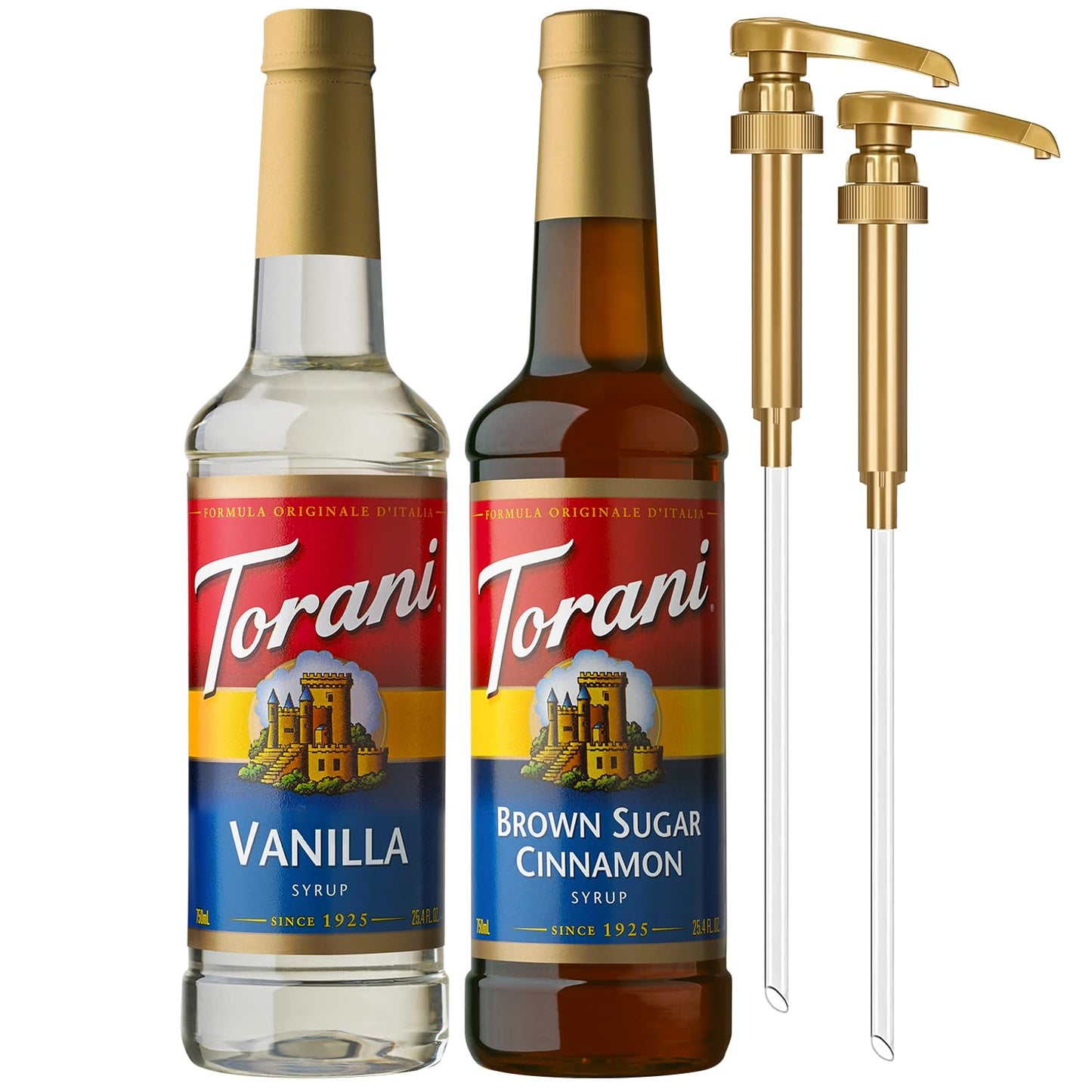 Torani Syrups - Brown Sugar Cinnamon & Vanilla Coffee Syrup Variety 2-Pack | 25.4 Fl Oz Each