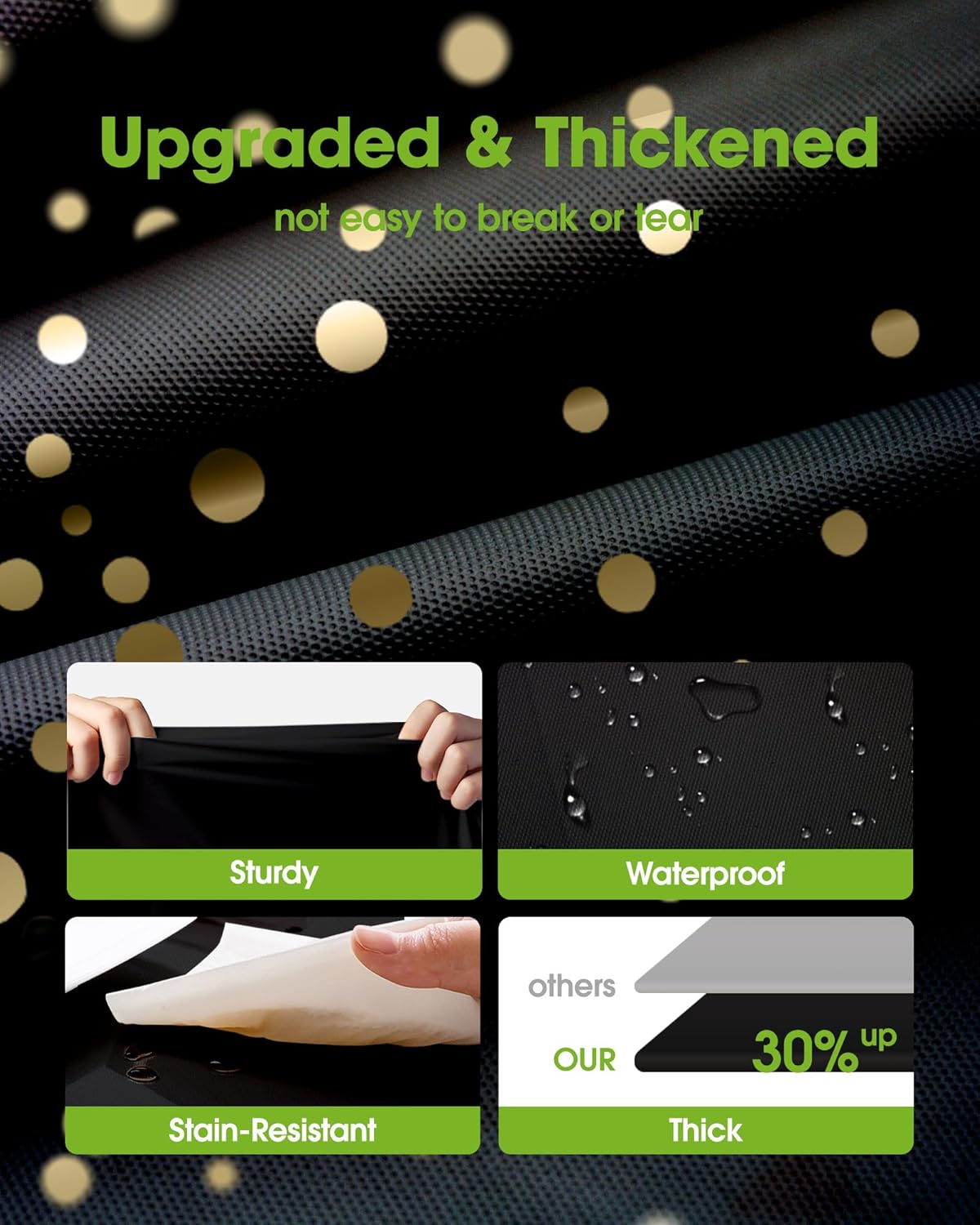 Pureegg Disposable Plastic Tablecloths - 8 Pack, 54 x 108 Inch, Leakproof & Sturdy, Black Gold for Graduation Parties