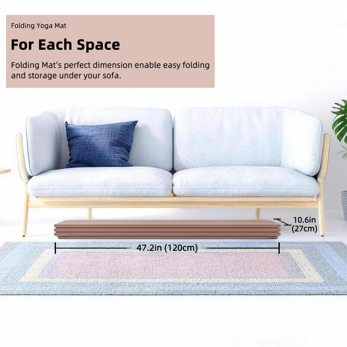 Large Yoga Mat, 75"x48" Extra Wide & Long Yoga Mat, 0.4" Thick Folding Exercise Mat, 2-Person Workout Mat for Home Gym, Extra Large Non-Slip Fitness Mat for HIIT, Yoga, Stretching, Portable Design for Easy Storage (Brown+Apricot)