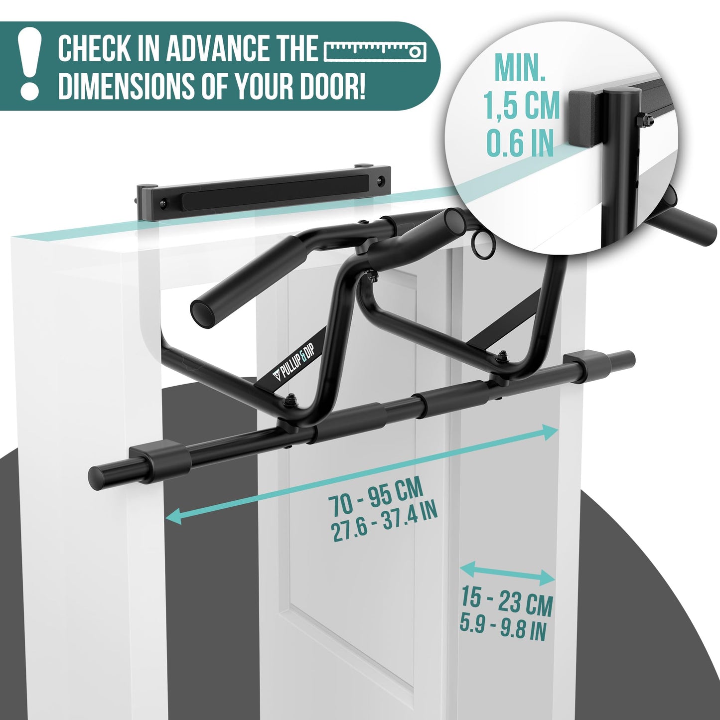 PULLUP & DIP Doorway Pull-Up Bar Without Screwing And No Slipping, Professional Door Frame Chin-Up Bar With Pull-Up Band, Padded Handles + eBook, Up To 240 lbs