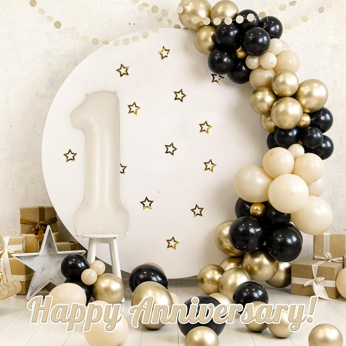 Skiennix Jumbo 40-Inch Number 1 Balloon - Giant Beige Mylar Foil for First Birthday Celebrations