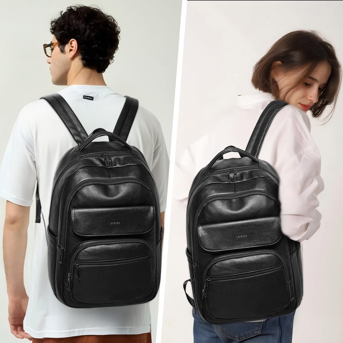 37L Backpack Pack Backpack Leresas Purse for Women Mens Work Travel Teacher Back Laptop Business Vegan Leather Fashion
