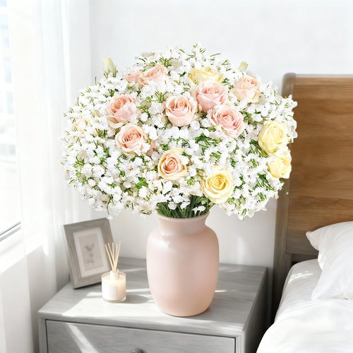 20 Pcs Real Touch Babys Breath Artificial Flowers, White Fake Flowers Baby Breath Flowers Artificial Bulk with Stems Decorations for Vase Wedding Party Garden Home Decor Centerpiece Arrangements