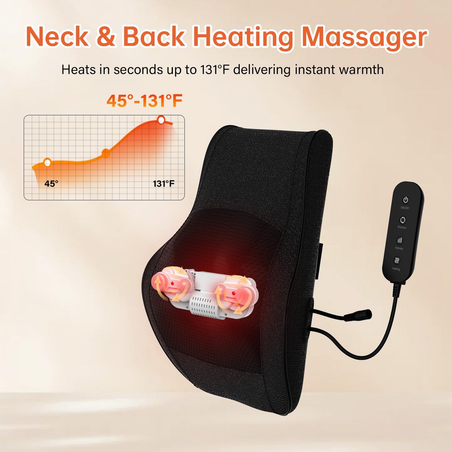 Ekmoey Back Massager with Heat for Pain Deep Tissue 3D Kneading Massage Pillow for Shoulder, Back, Neck, Leg, Body Relaxation at Home, Office, Gifts for Mom Dad Women Men