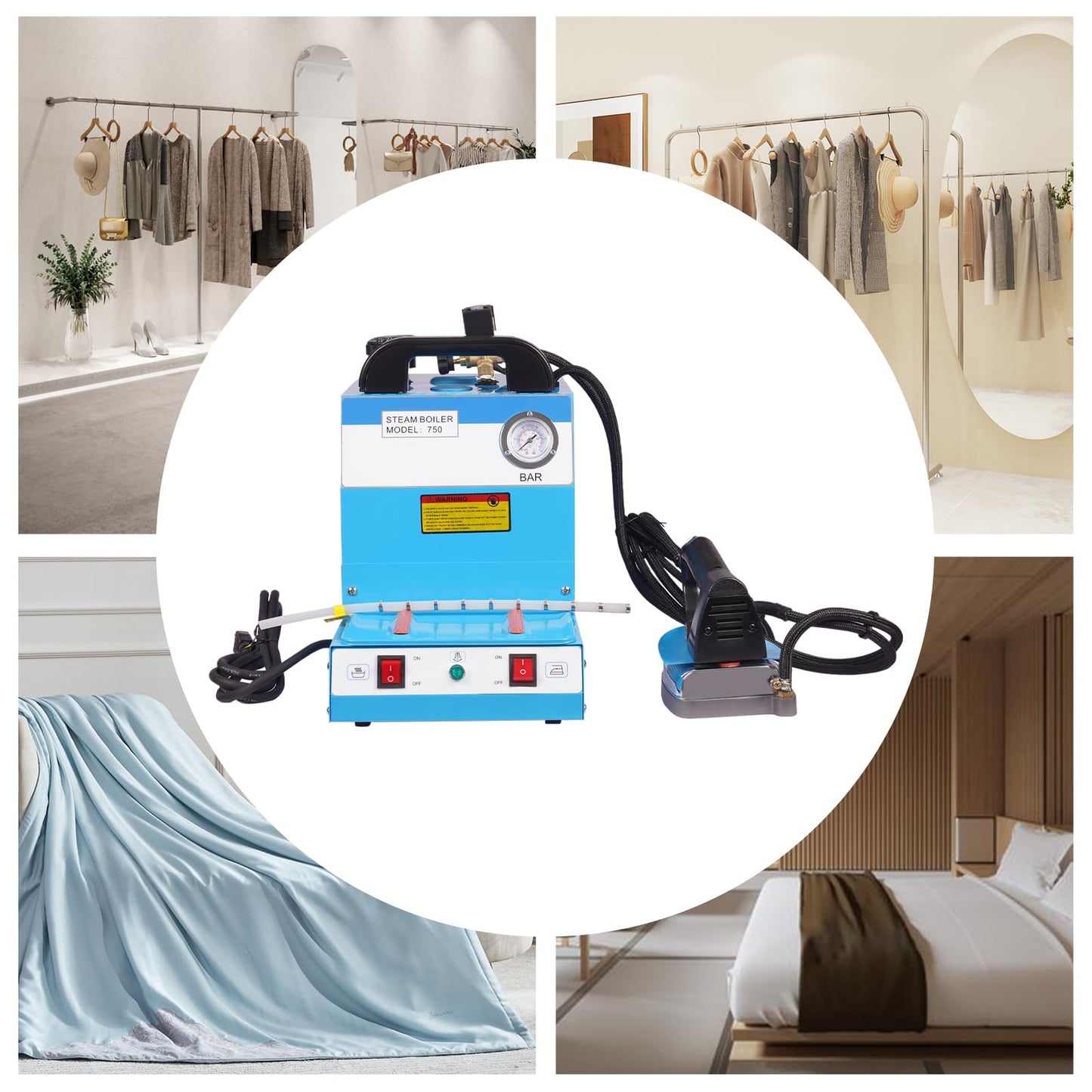 TrueyEssence Commercial Electric Steam Iron, Professional Steam Station for Clothes Countertop Electric Iron Boiler for Hotel Dry Cleaner Tailors Fabric Factories