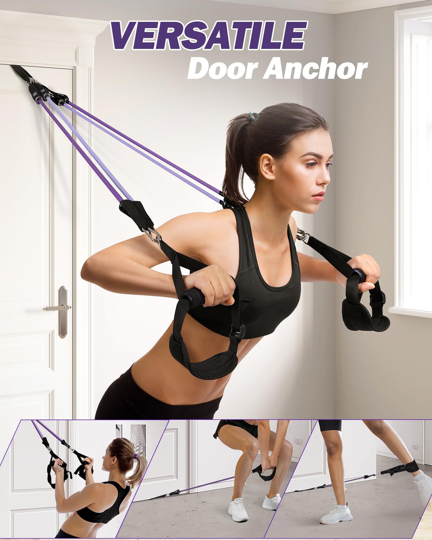 ALongSong Upgraded Pilates Bar Kit with Resistance Bands Natural Latex, Heavy-Duty Stainless Steel Multifunctional Yoga Pilates Stick for Home Gym Exercise Fitness Equipment Full-Body Workouts