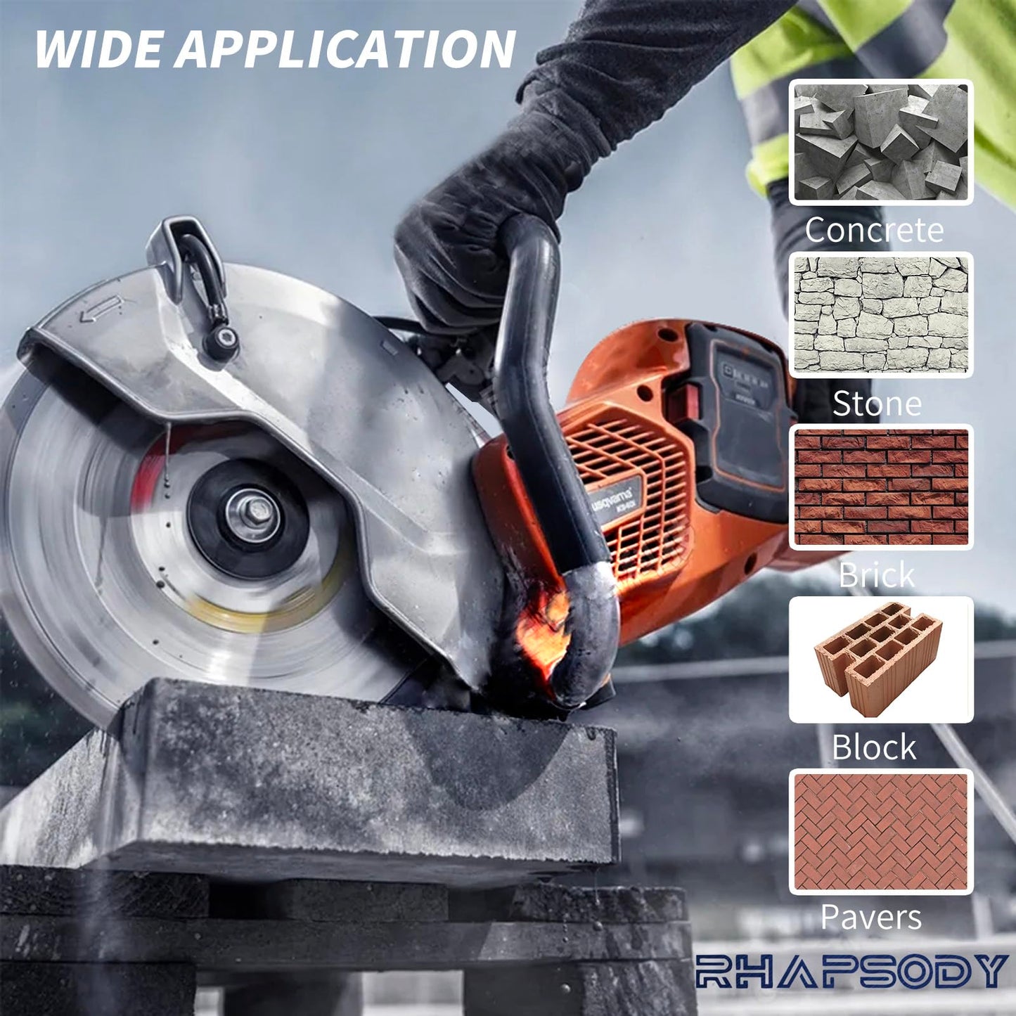 RHAPSODY 14 Inch Diamond Concrete Saw Blade 5pcs, Turbo Segmented General Purpose Blade Dry/Wet Cutting Concrete, Reinforced Concrete, Masonry, Brick, Block,1"-20mm Arbor