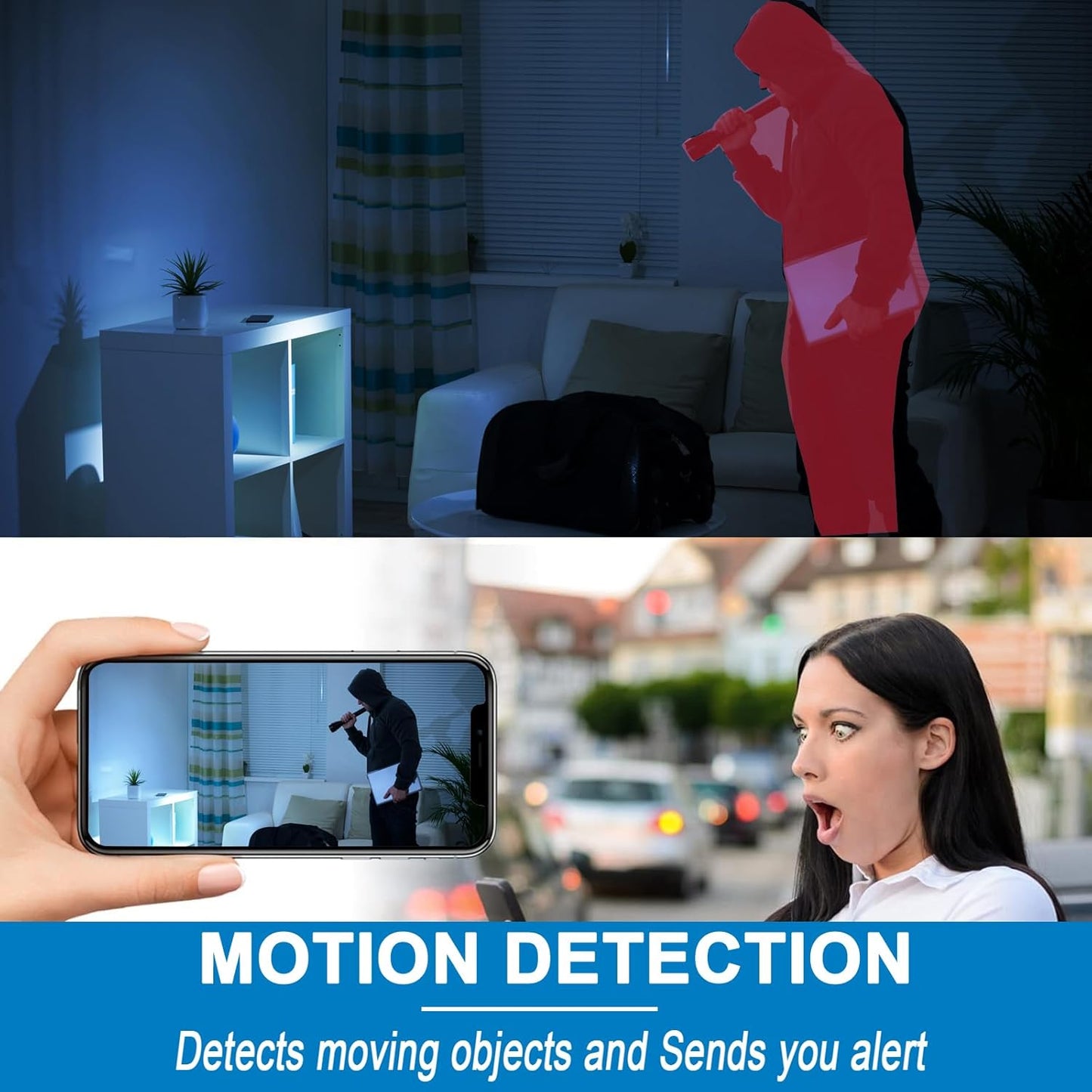 WKX 2K (W-C7) Mini Plug-in Security Camera with Rotating Lens, Night Vision, Motion Detection