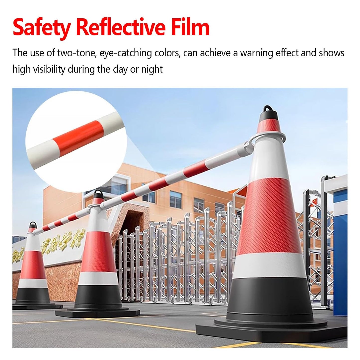 1 Pack Retractable Cone Bar 4 FT to 6.9 FT, Expandable Portable Safety Barrier for Road Work, Construction, Temporary Traffic Control, Durable Barricade Tape