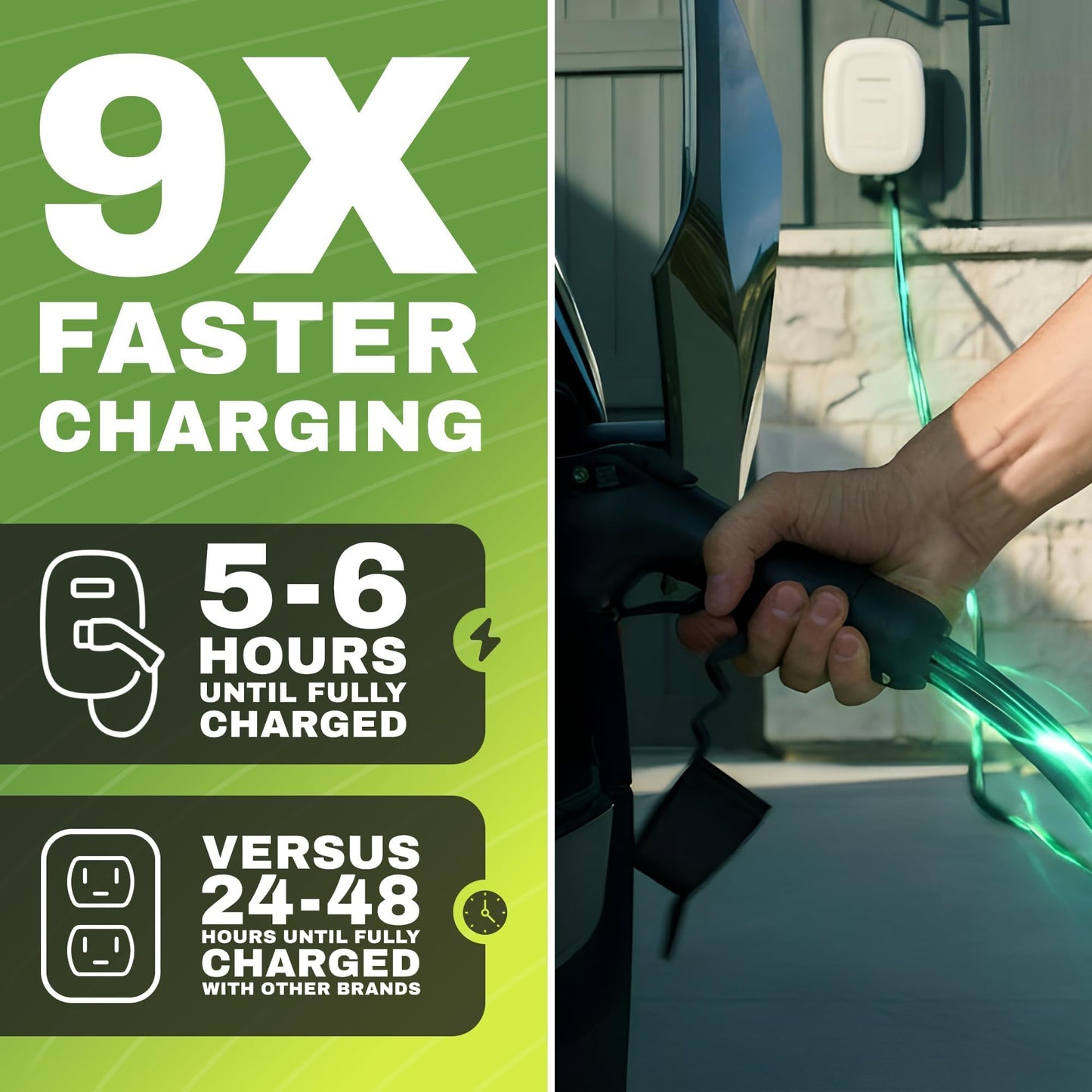 EMPORIA Level 2 EV Charger w/ J1772 Connector — 48 Amp, 240V WiFi Enabled Electric Vehicle Charging Station, 25ft Cable, NEMA 14-50, White