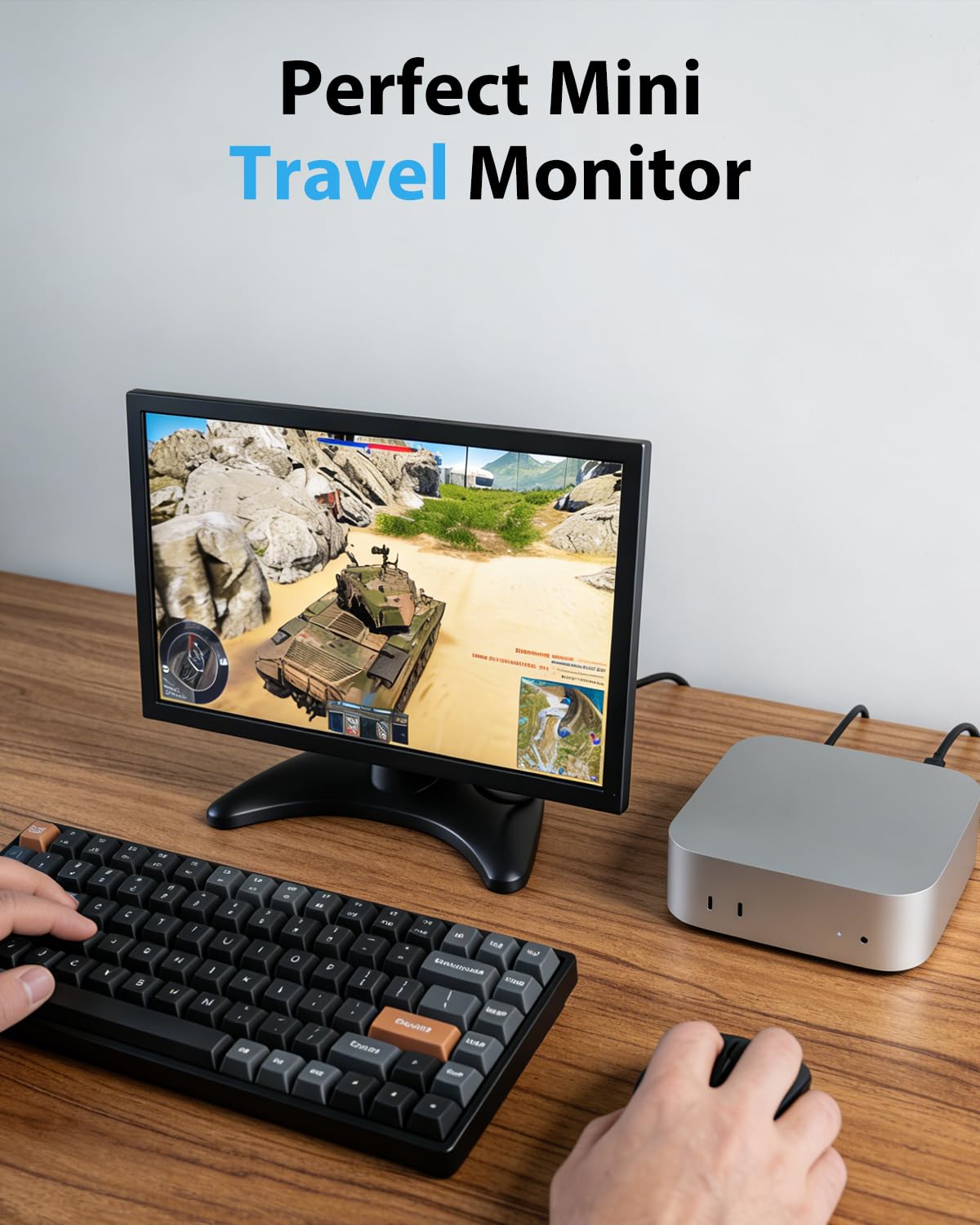 Small Security Monitor for Camera Mini PC: Metal Case,10.5 inch 16:10 1920×1280, HDMI & VGA Port,Dual Speakers,High Brightness,with Moon Stand,for Office,Bedroom,Retro Gaming CCTV,Portable Travel
