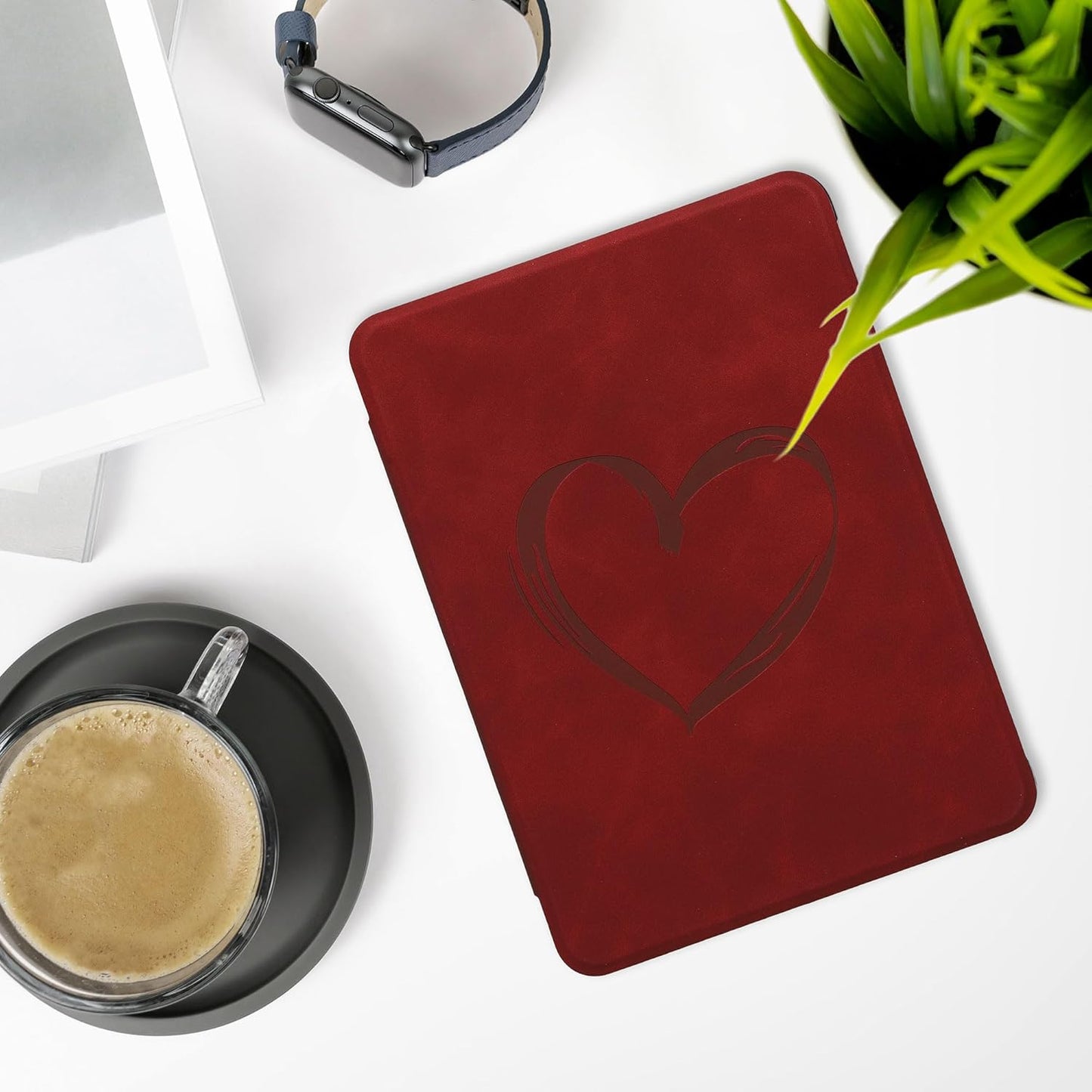 kwmobile (2024)/Colorsoft Cover Compatible with Amazon Kindle Paperwhite Cover - eReader Case - Brushed Heart Dark Red