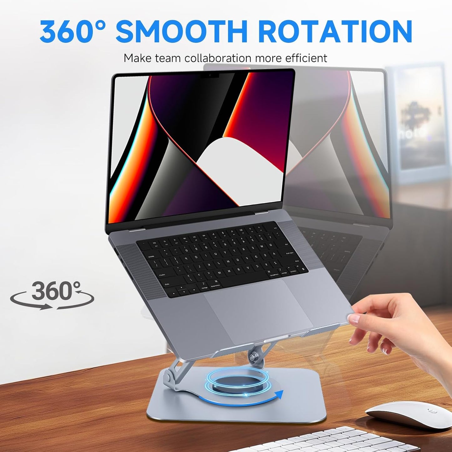 Leeboom 360 (1015.6", Ergonomic Laptop Stand for Desk, Rotating Aluminum Laptop Riser, Adjustable Notebook Holder