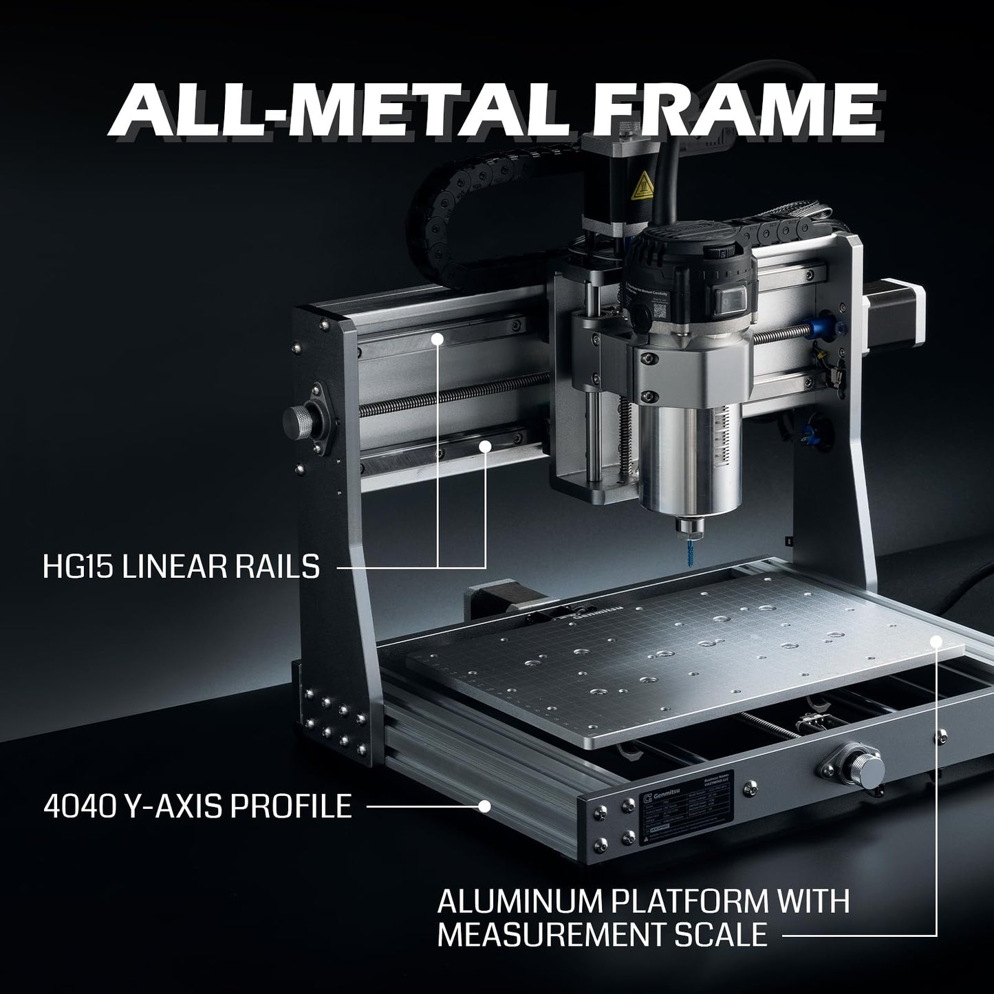 Genmitsu 3020-PRO Ultra CNC Router Machine, Upgraded 710W Spindle, All-Metal Engraver for Metal, Wood, Acrylic, PCB, MDF, Built-in Motherboard Fan, Work Area 11.8"x8.1"x3.1"