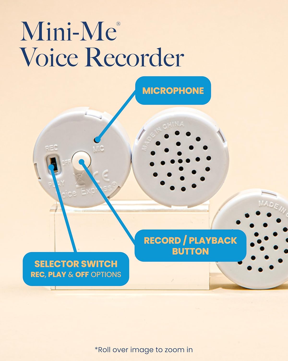 VOICEGIFT 20 2 Pack Second Multi-Message Voice Recorder, Record Custom Messages for Plush Toy, Stuffed Bear Toy, Baby