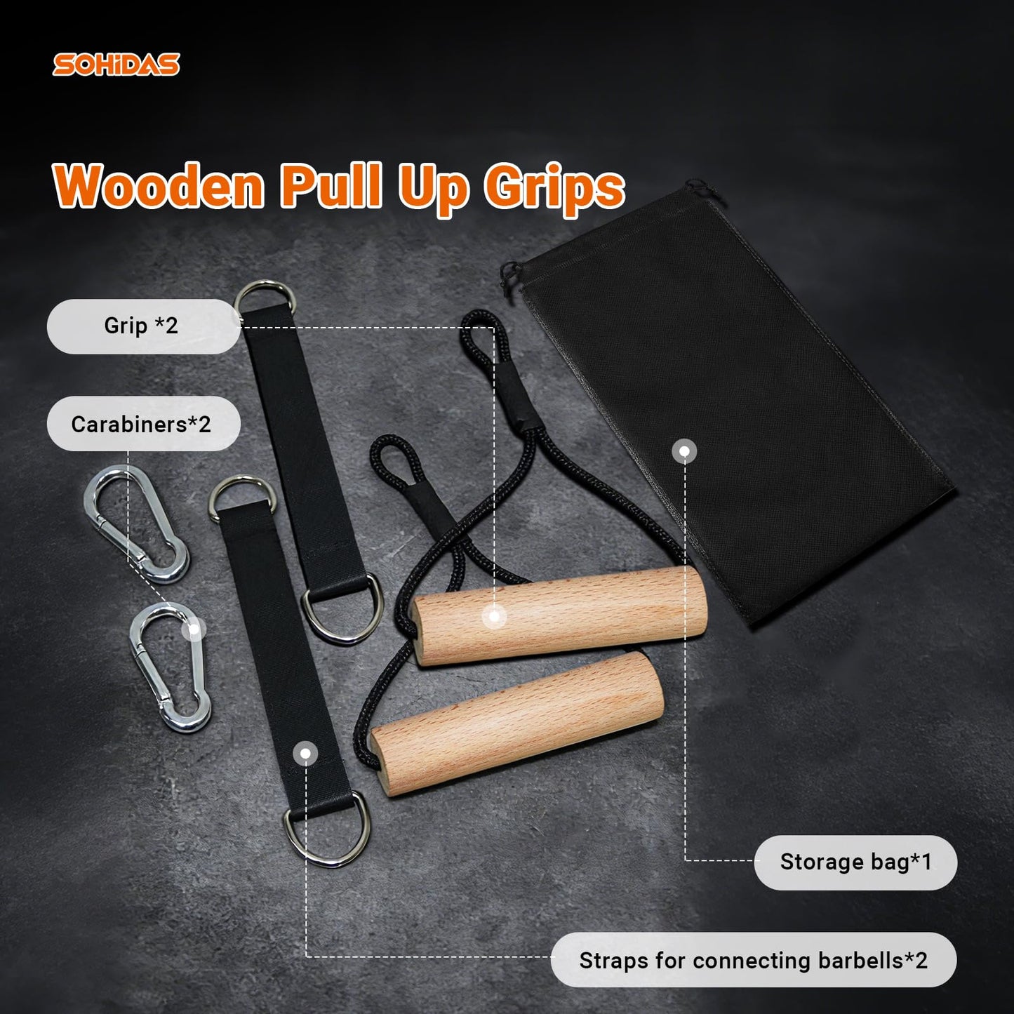 SOHIDAS Wooden Pull Up Grips Hand Grips Strength Trainer Exerciser Pull Up for Chin Up Bar, Kettlebell, Barbell Home Gym Workout Equipment Rock Climbing Grips for Strength Training Max Load 500lbs