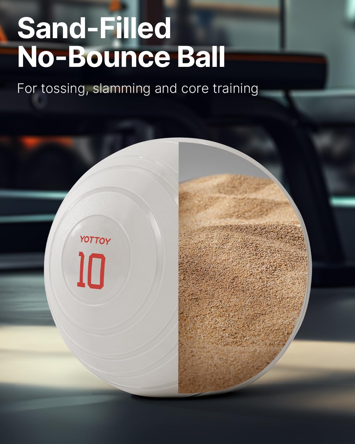 YOTTOY Medicine Ball for Exercise-slam Ball for 6&10&15 lb,Non Slip Grip,Durable Construction,Sand Filling Training,Workout,Gym for Man&Woman (Ivory White, 15lb)