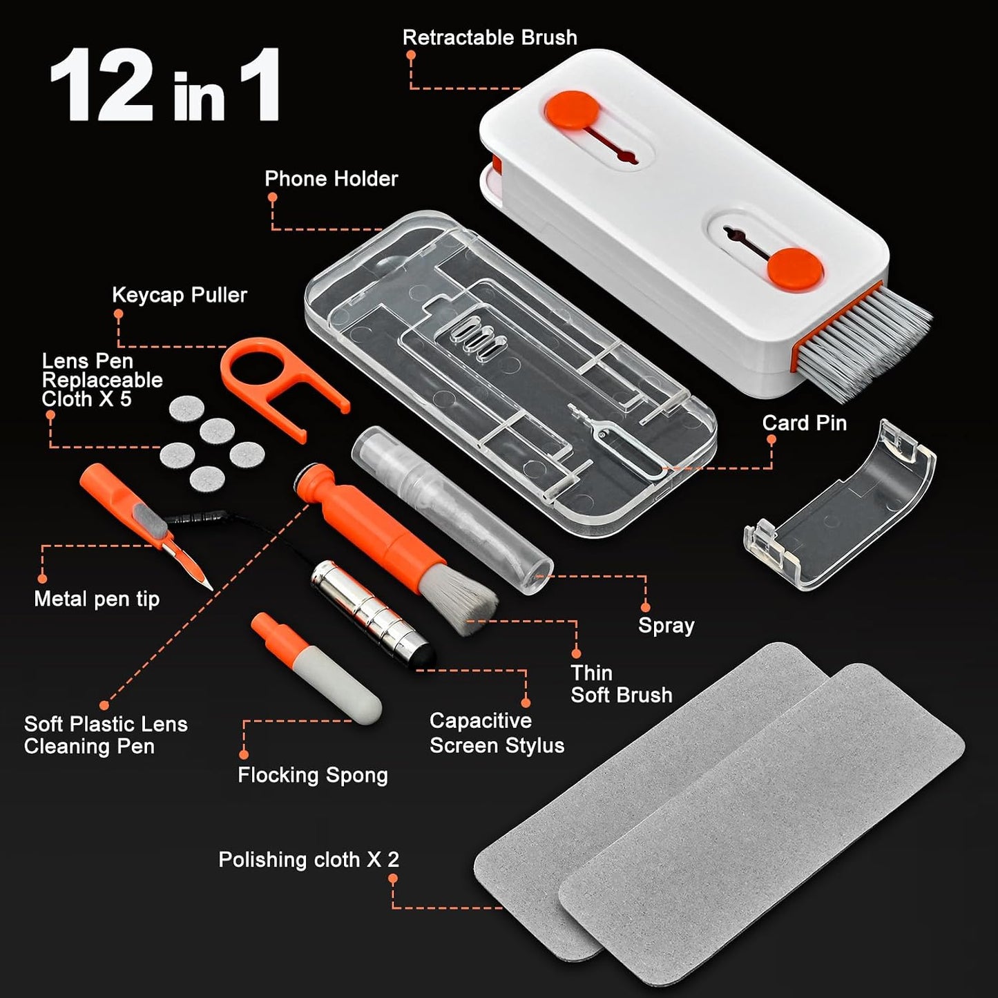 Alatinlamp Keyboard Cleaner Laptop Cleaning Kit, Keyboard Cleaning Kit with Retractable Keyboard Brush