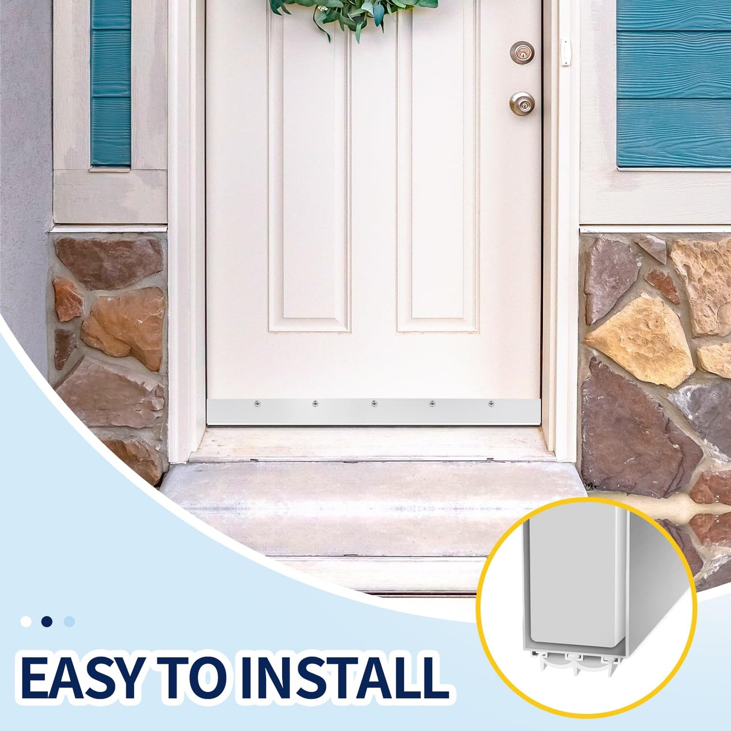 Aluminum Door Draft Stoppers - 39' Weather Stripping Seal for Exterior & Interior Doors