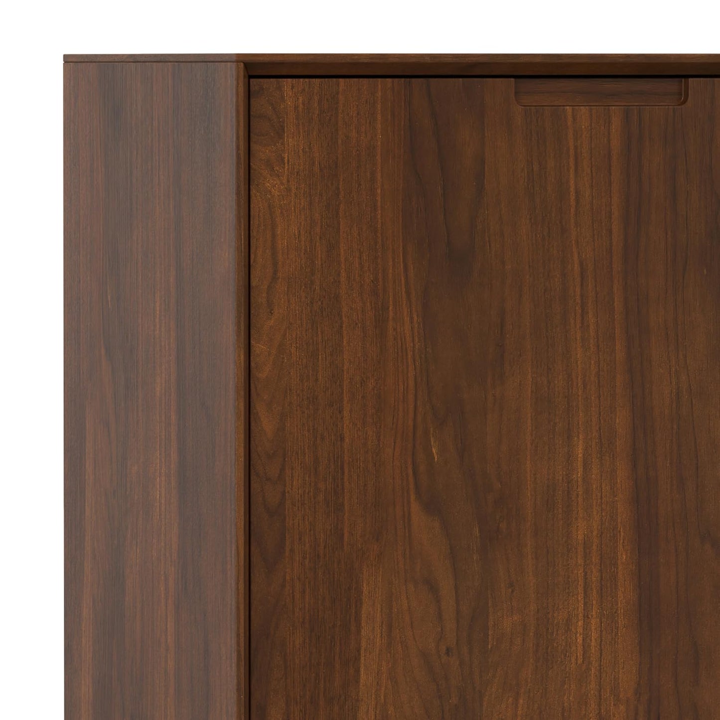 SIMPLIHOME Banting Buffet - 58 inch Wide Solid Wood 3-Door Sideboard Buffet in Natural Walnut, Mid-Century Modern Cabinet for Dining Room or Kitchen with Adjustable Shelves and Metal Base