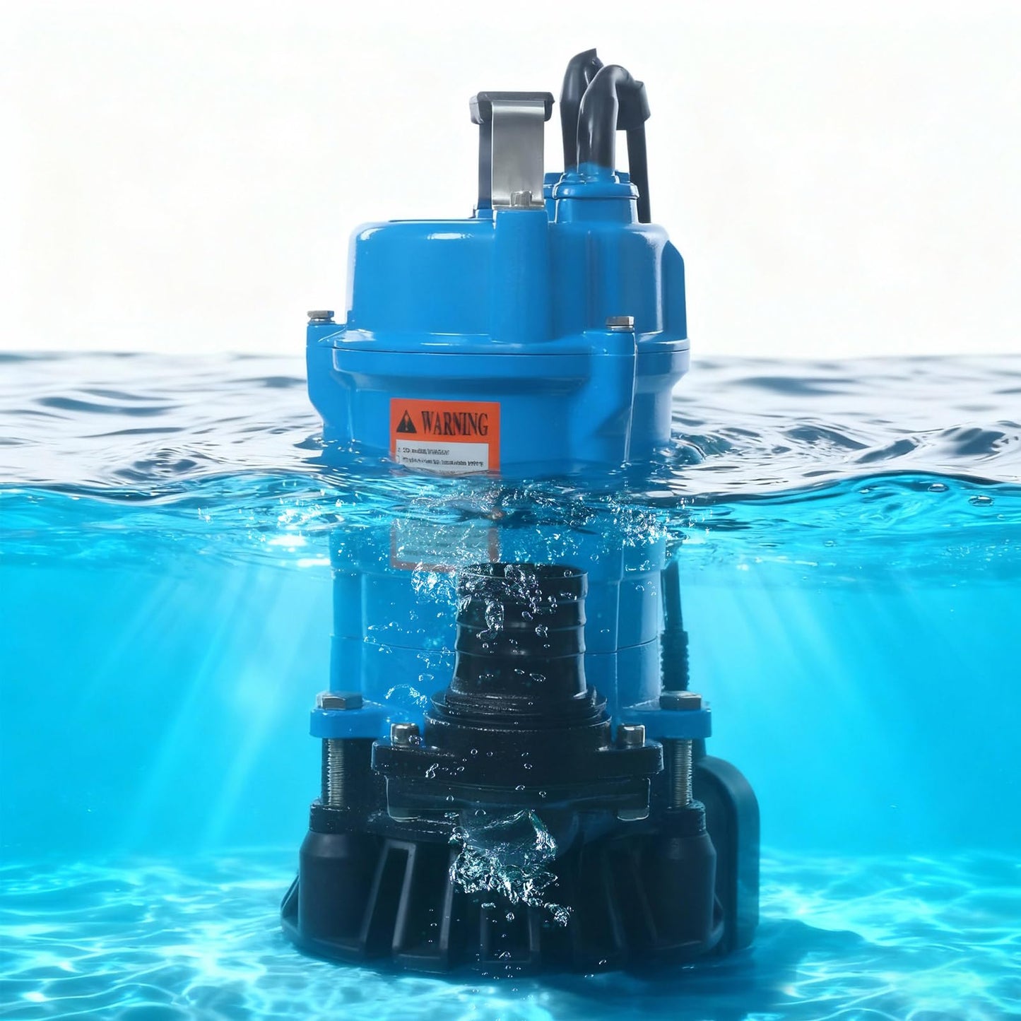 Submersible Trash Pump, 550W, Submersible Sump Sewage Pump, 49.21 ft Max Lift, 4226 Gal/h Q MAX, 3420rpm, for Pools, Garden, Pond, Basement, Flooded Area (Blue, 550W)