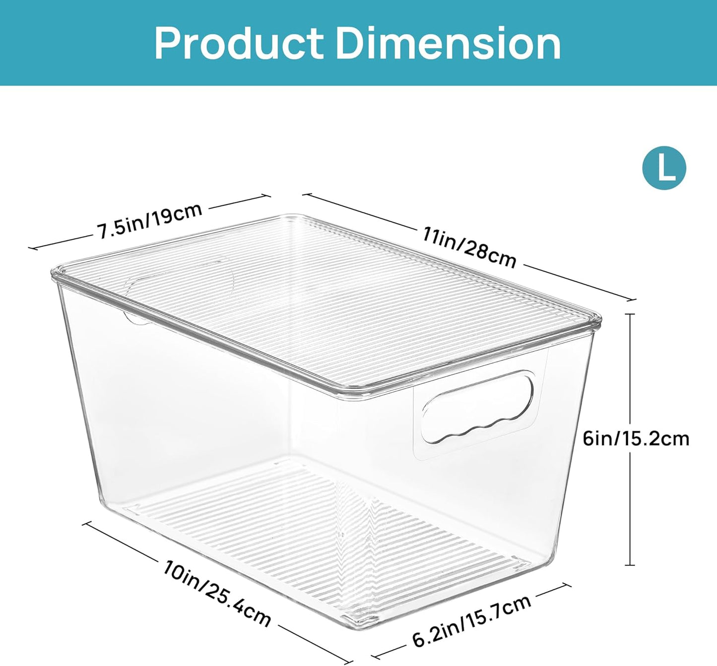 Vtopmart Clear Stackable Storage Bins - 8 Pack Large Plastic Containers with Lids for Pantry Organization