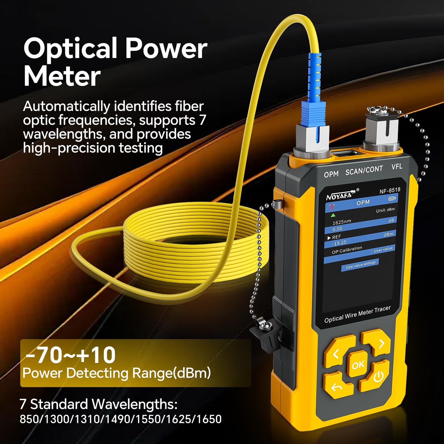 NOYAFA NF-8518 Network Cable Tester with Optical Power Meter, Ethernet Cable Tester, CAT6 Cable Tracker, VFL PoE QC Port Flicker, Length Testing, Fiber Optic Fault Locator, Telephone Line Tracker