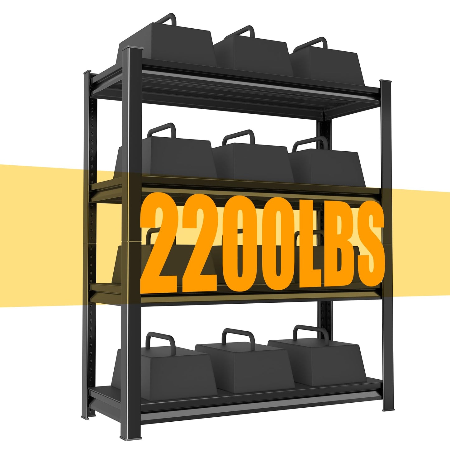 Rufokisa 48" W Garage Shelving Heavy Duty, 2200LBS Loads Adjustable Garage Storage Shelves,4-Tier Metal Storage Racks and Shelving Units, Utility Rack Shelves,48" W x 16" D x 63" H,Black