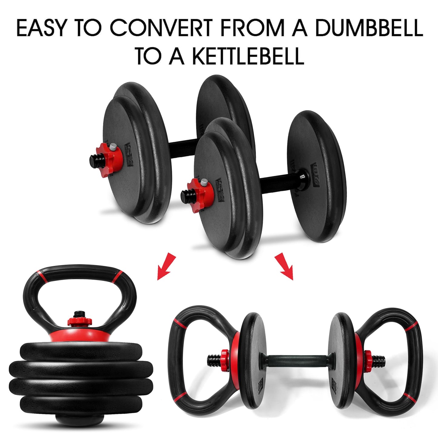 Yes4All Comfortable Grip Adjustable Kettlebell Handle Converter for 1 inch Weight Plates