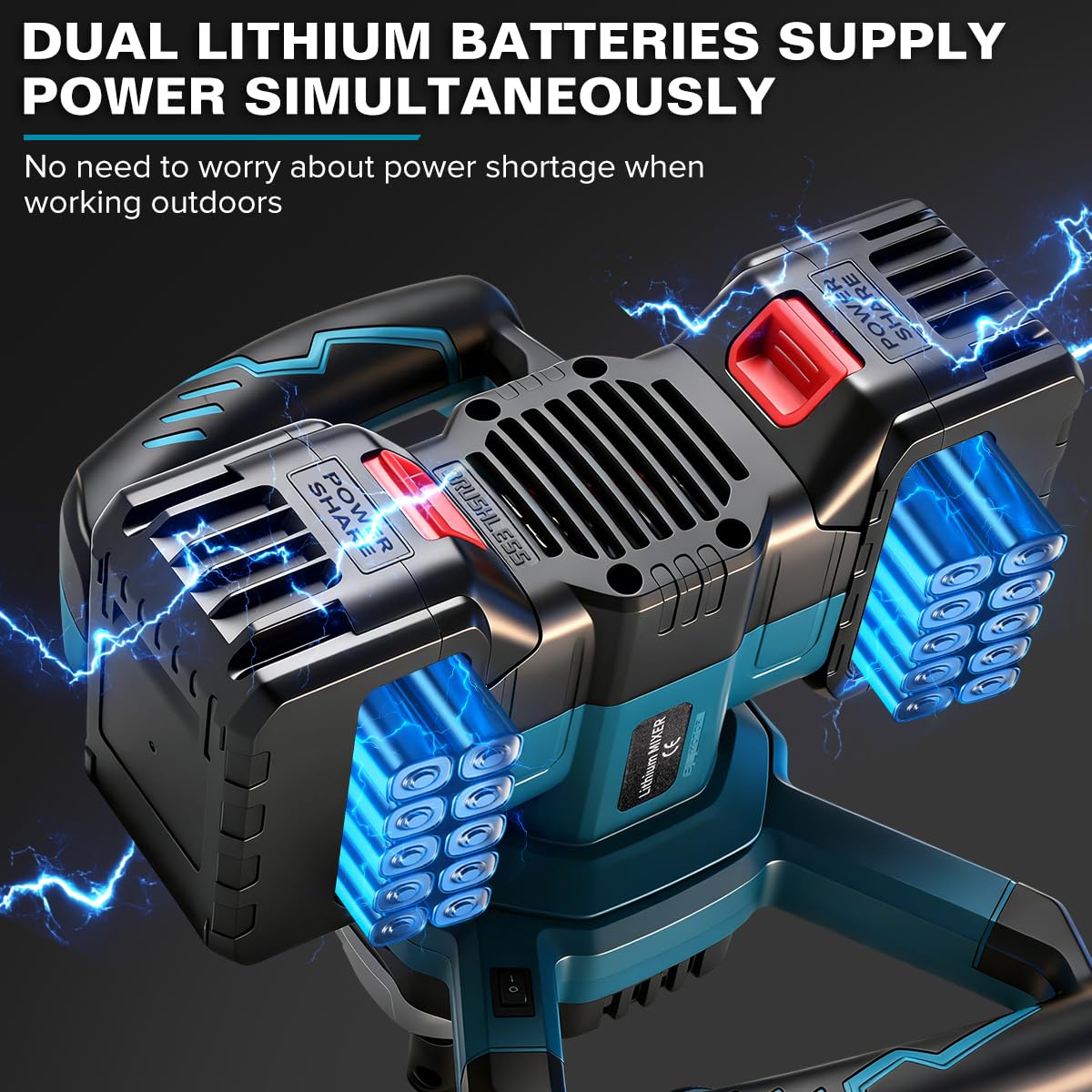 Post Hole Digger,Cordless Earth Auger,Electric Earth Auger,Includes 1twist drill bit with two batteries and one charger,With forward/reverse function，for Post Hole Digging, Drilling,Tree PlantingPlant