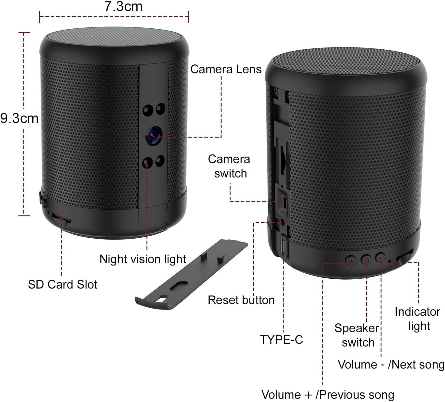 TnoxHD 24/7 Indoor Camera Bluetooth Speaker, HD Wireless Home Security Camera with Night Vision, Motion Detection