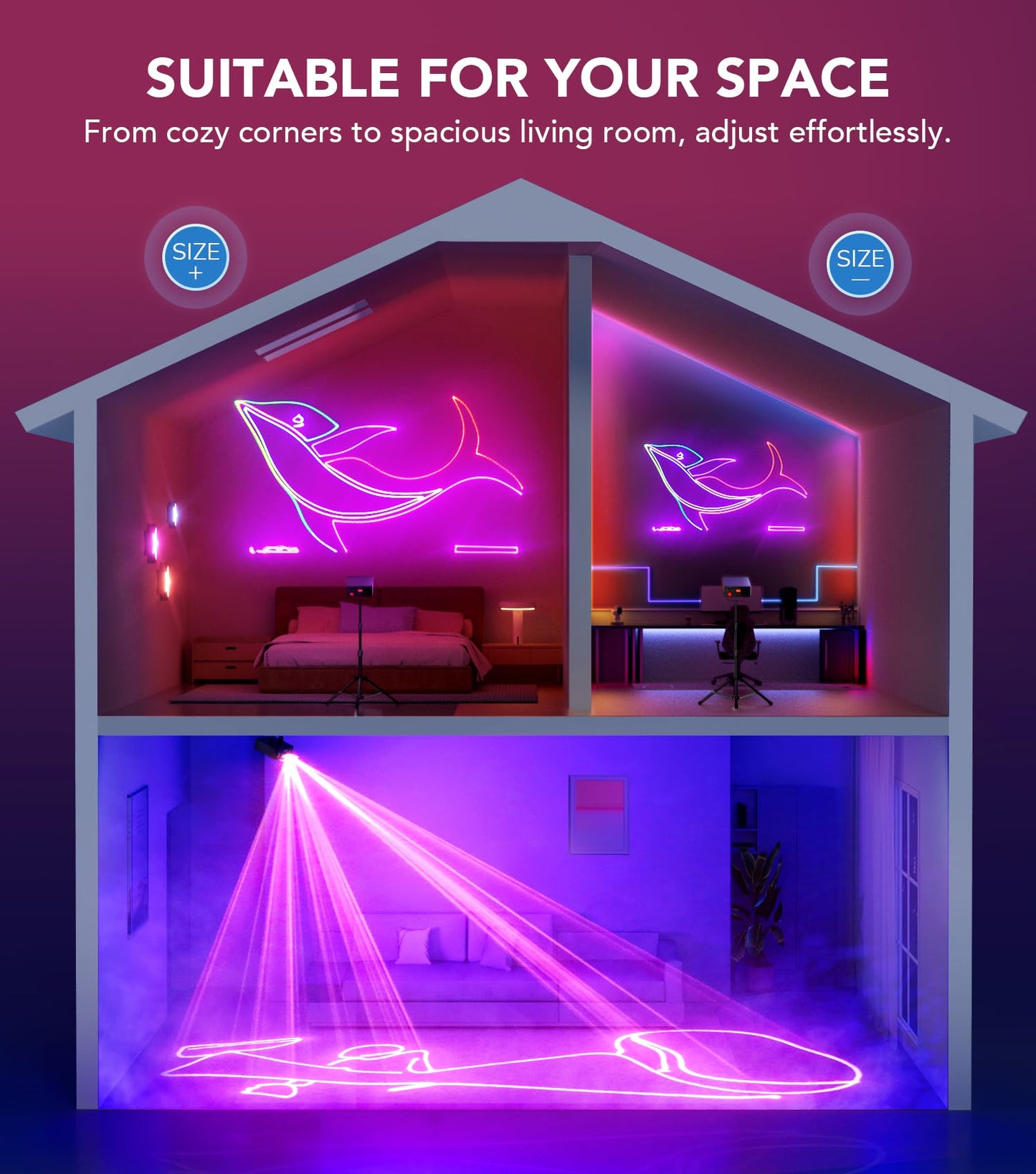 KeoBin APP DJ Laser Lights Professional - 200+ 3D RGB Animation Laser Light Show, Hand Drawing, Custom Patterns, Sound Actived & DMX Sync for Party, Stage, Club