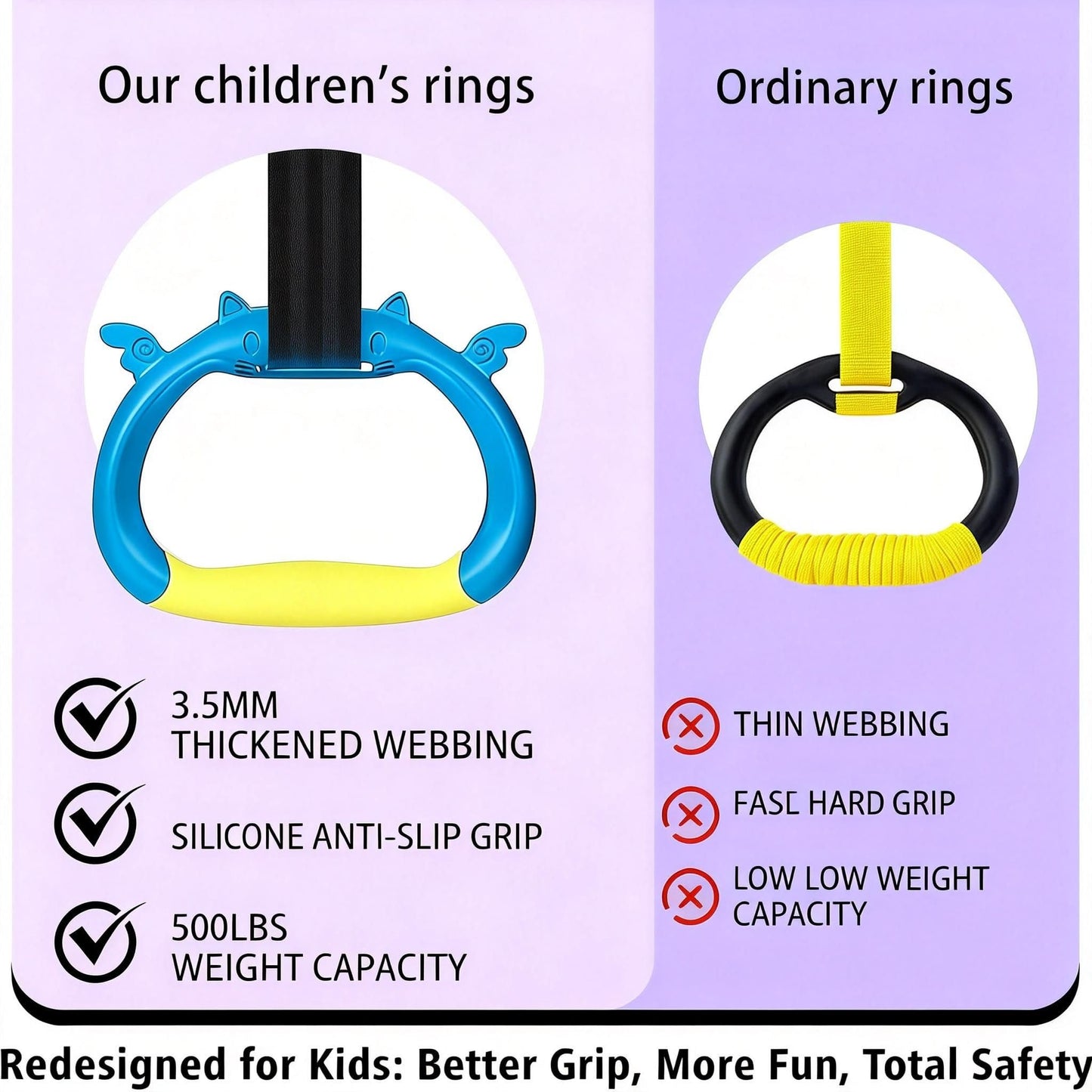 FREHOMEE New Professional Gymnastic Rings,Both for Adults and Kids,Support 550 LBS,Home Fitness Equipment,Indoor and Outdoor Pull-up Bar for Stretching and Height Increase,with Adjustable Straps