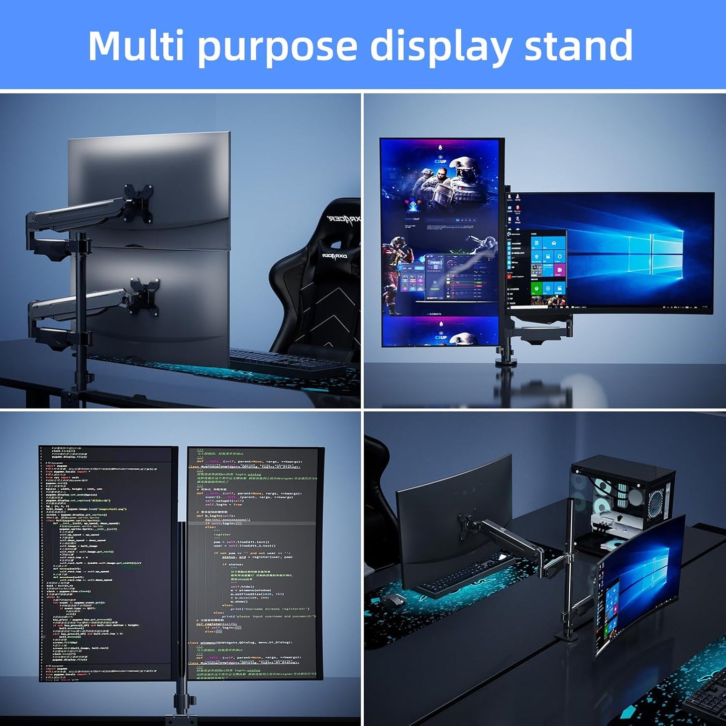 35MM 13-32Inches, 22.0 lbs, 75-100mm MD8411DB Pholiten Single Monitor Arm, Gas Type Display Arm, Double Articulated
