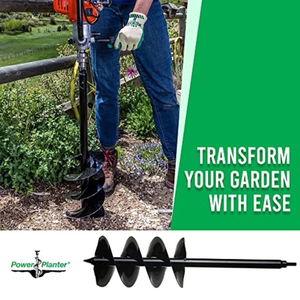 Power Planter Auger Drill Bit Extension 7" x 28" with 1/2" Non-Slip Hex Drive — Garden Auger for Planting Gallon Potted Plants and Post Holes — Garden Digging Tool for Dirt, Sand, Soil & Clay