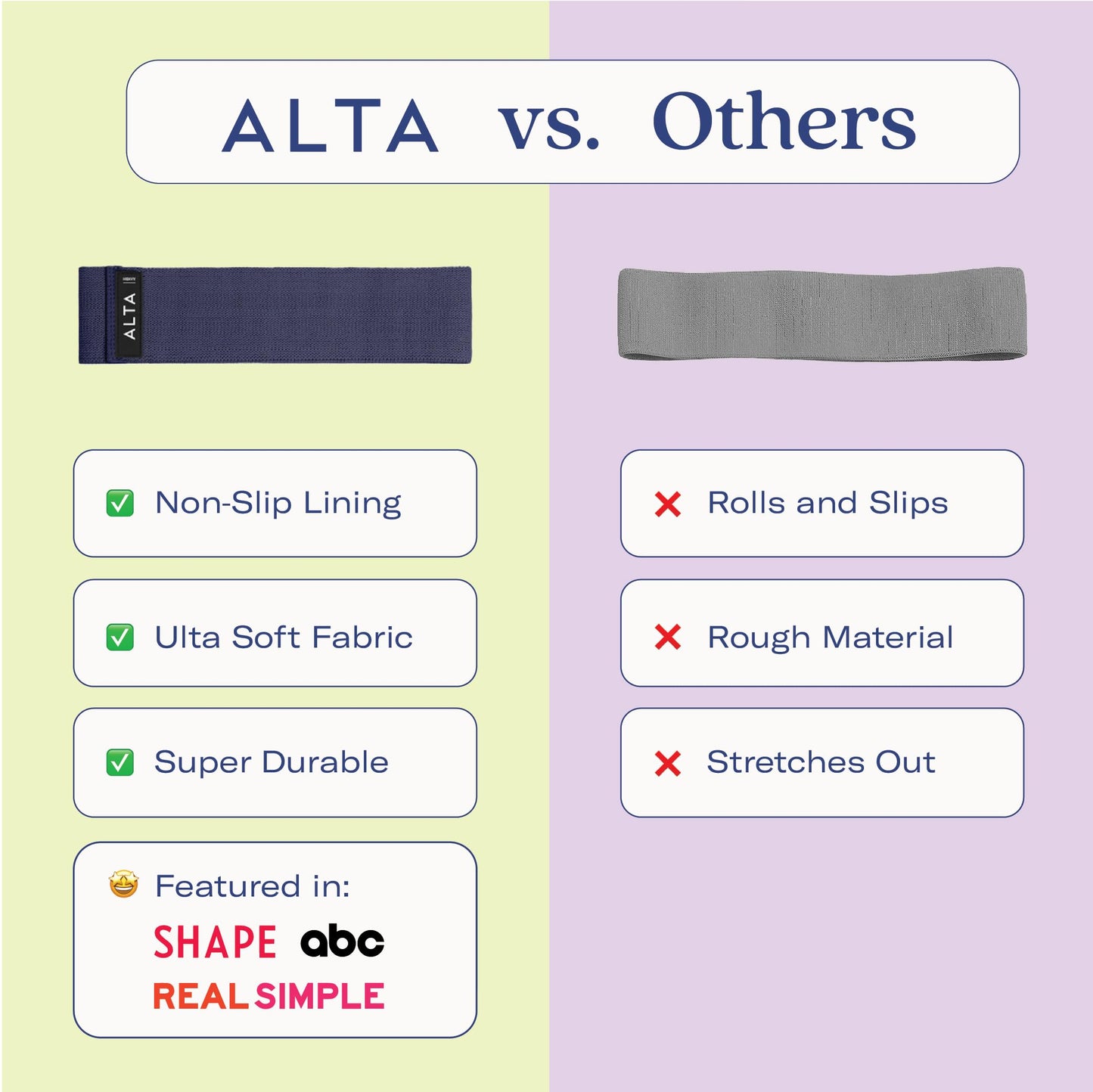 ALTA Booty Bands for Women - Premium Non-Slip Fabric Resistance Bands for Working Out - Cloth Resistance for Legs, Fabric Exercise Leg Straps for Working Out Women, Looped Hip Loop Set