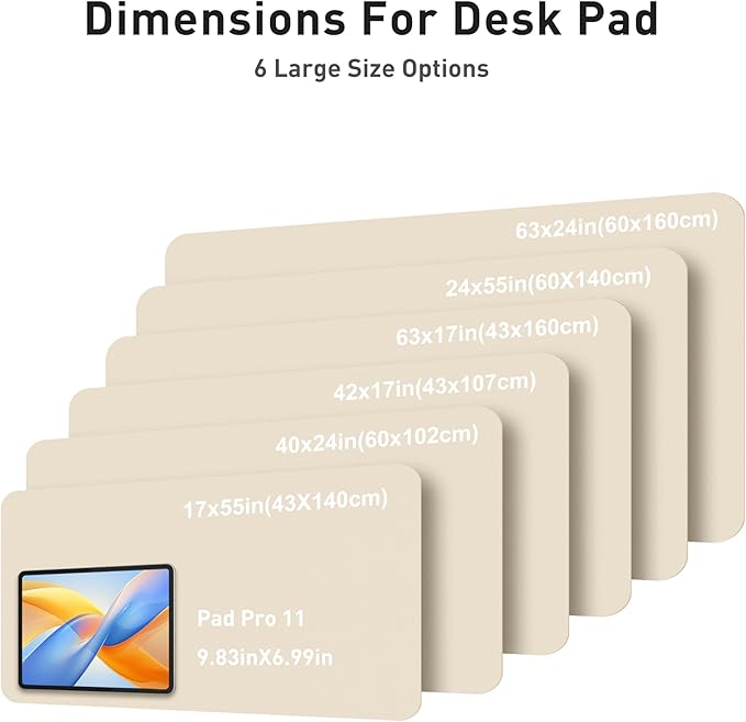 Aothia Faux Leather Desk Mat - Large Mouse Pad, Non-Slip PU Leather Blotter, Waterproof Writing Surface for Office and Home (Beige, 40" x 24")