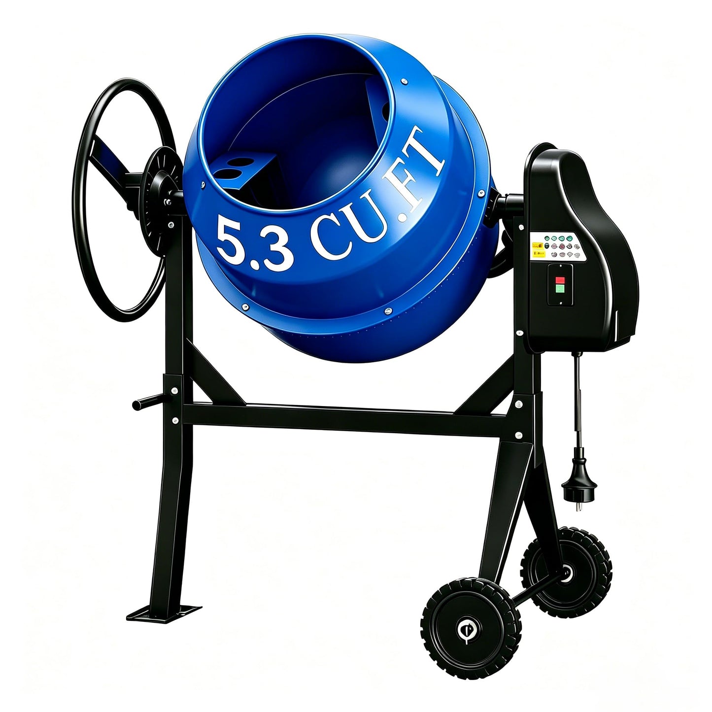 SILVEL Electric Cement Mixer, 5.3 Cu.Ft.750W Portable Concrete Mixer Machine with Wheels & Stand Steel for Stucco, Mortar, Feed Mixing, Farm Use, Orange