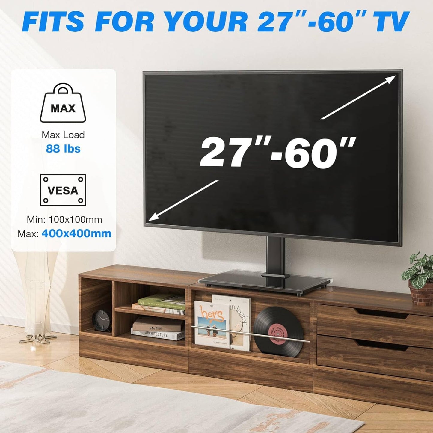 Rfiver 27-60 Inch 88lbs, 400x400mm Universal Table Top TV Stand TV Base Replacement for Most LCD LED Flat Curved Screen