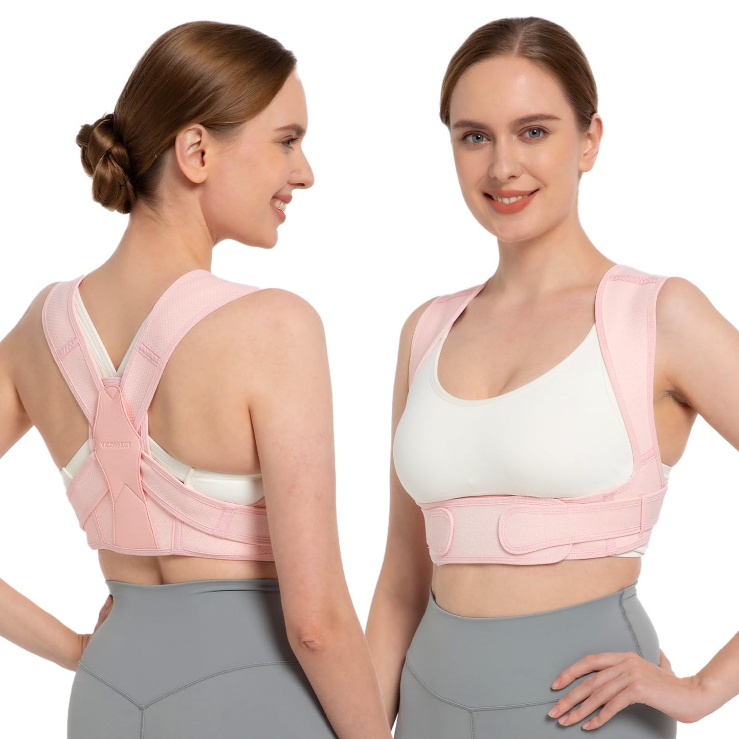 Vicorrect Posture Corrector for Women and Men, Adjustable Upper Back Brace for Clavicle Support and Providing Pain Relief from Neck, Shoulder, and Upper Back (S/M)