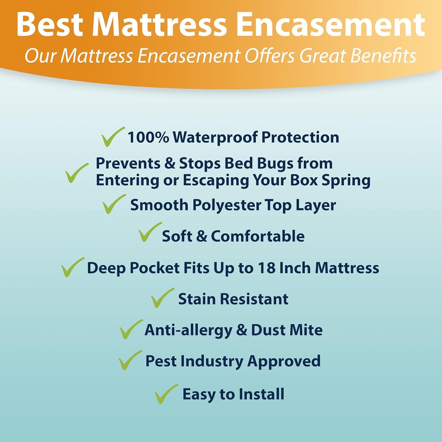 Waterproof Mattress Protector by [Brand Name] - Queen Size 6-Sided Zippered Encasement | Breathable, Machine Washable, Fits Mattresses Up to 16” Deep