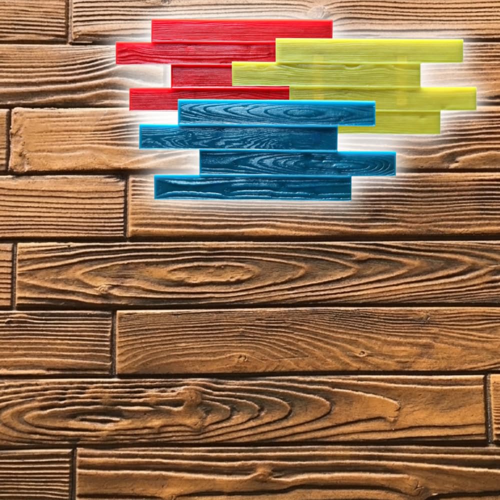 3.5" Concrete Wall Stamps Set of 3 Wood Plank Texture Vertical Surface Rigid Stamp Mats for Decorative Concrete Overlay - Realistic Wood Grain Pattern WSM 105200/S-3