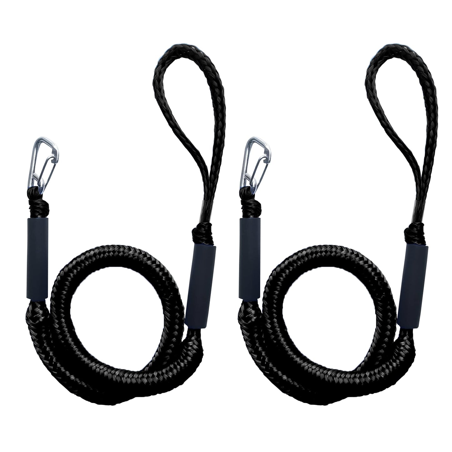ZRSCHYG Bungee Dock Lines for Boats – Single Hook Heavy-Duty Elastic Anchor Rope – Secure Boat Dock Lines, Potoon Mooring & PWC Tie Downs (Black, 4 FT)