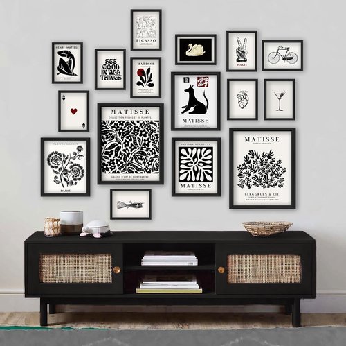 Anerza 16 PCS Black and White Wall Art Decor - Matisse Abstract Gallery Prints for Bedroom & Living Room Aesthetic