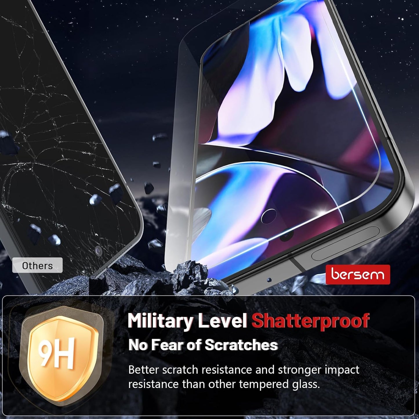 3 Pack 10 9 9H+ BERSEM for Google Pixel Pro XL/Pixel Pro XL Screen Protector, Tempered Glass Film with Customized