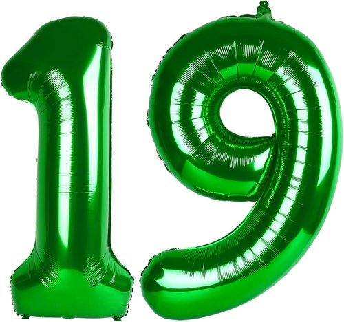 40-Inch Dark Green Number 19 Balloon by [Brand Name] - Perfect Birthday Decoration for Men & Women