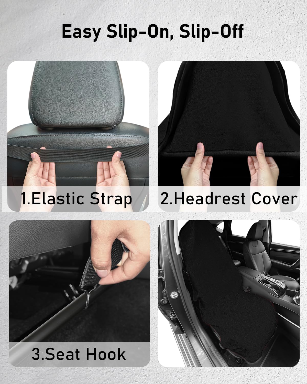 BELINOUS Waterproof Towel Car Seat Cover After Gym, Universal Front Seats Car Seat Towel Fit for Post Workout & Swim, Non-Slip Sweat Towel Seat Covers for Car, SUV & Truck (Black, 1 Pack)