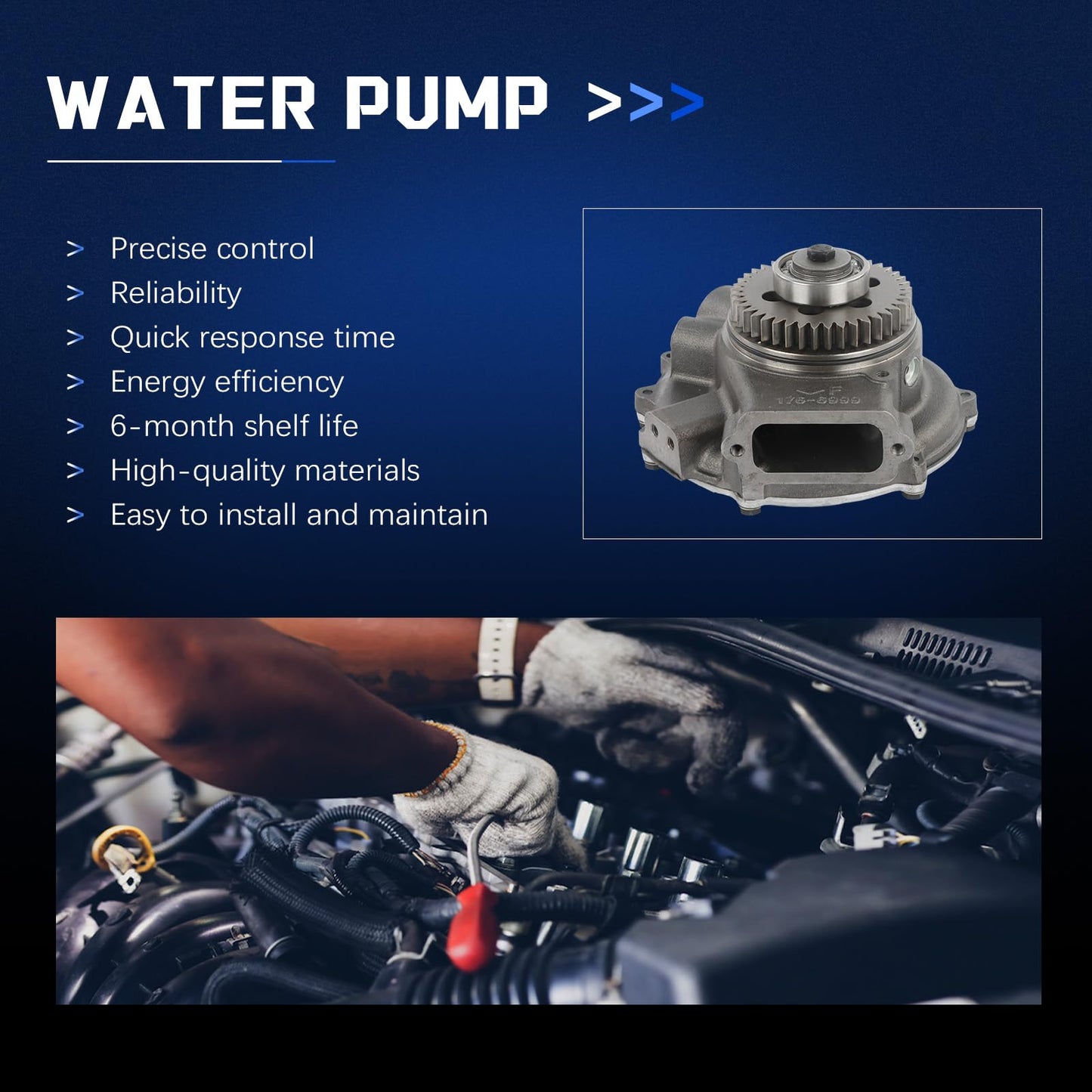 Zachager 176-7000 176-6999 1538053 0R0705 3522077 Water Pump OEM Upgrade Replacement for CaterpillarTruck 725 730 Engine C10 C12 3176C 3196 D7R II 3176C 65E 85E 75E 95E