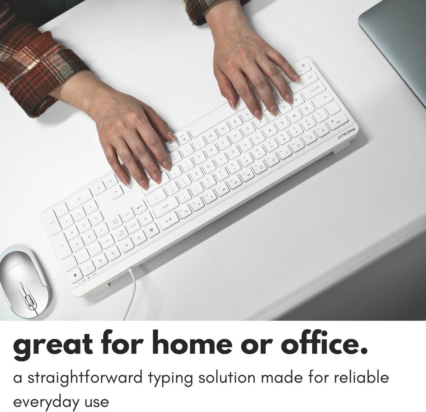 Macally 22 USB C Wired Keyboard for Mac (USB C + USB A) Full Size Keyboard with Shortcuts, Quiet Typing, for MacBook